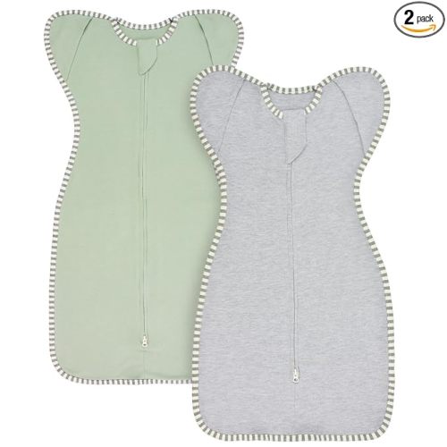 Swaddles for Newborns Swaddle 0-3 Months Sleep Sack Arms Up Swaddle 0-3 Months Transition Swaddle, 2-Pack Baby Swaddles for Boy Girl with Arms In/Out 2-Way Zipper 100% Cotton 0.8 Tog (Small 5-14lbs)
