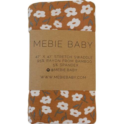 Mustard Floral Ribbed Bamboo Stretch Swaddle