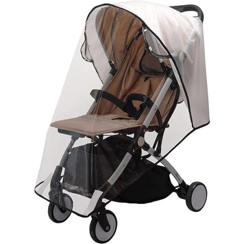 Bemece Universal Stroller Rain Cover - Waterproof Windproof Travel Weather Shield Thick & Durable Protect from Dust and Snow with Breathable Ventilation Mesh Clear Visibility Baby Travel Accessories