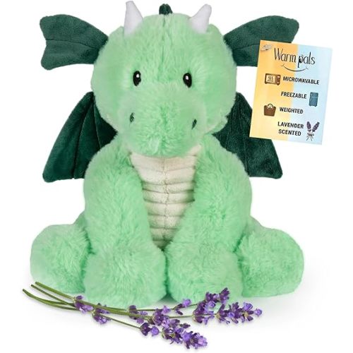 Daniel Dragon - Microwavable & Weighted Plush Stuffed Animal - Heated Plushie for Warmth - Cute, Soft, Cozy Toy for Adults & Children (Boys, Girls, & Toddlers) by Warm Pals