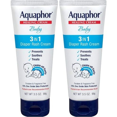 Aquaphor Baby Healing Cream 3 in 1 Diaper Rash 3.5 Ounce (100ml) (2 Pack)