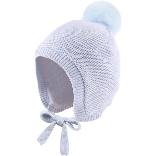 JANGANNSA Basic Winter Baby Boy Beanie Pompom Knit Girl Hat Kid Earflap Cap