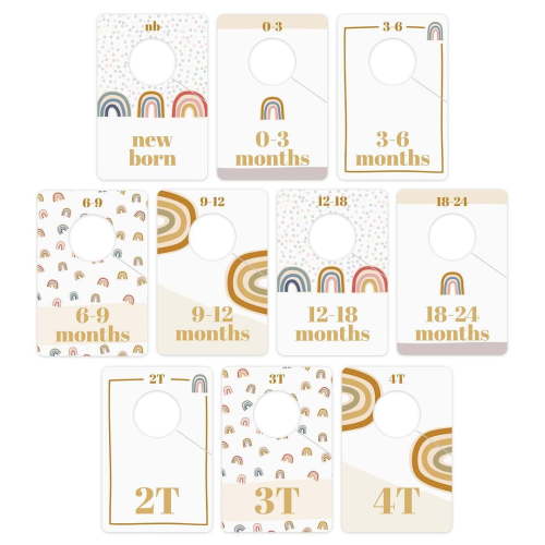 Modern Rainbow Closet Clothing Dividers / Trendy Rainbow Closet Organizers / 10 Newborn To 4T Clothes Organization Dividers / 4" x 6" Flat Boho Baby Nursery Divider Set