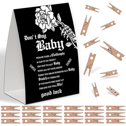 Gothic Baby Shower Decorations,Don't Say Baby Babys Shower Game,Gender Neutral Babys Shower Decorations,Small Clothespin Game,50 Guest,Fall Party Games