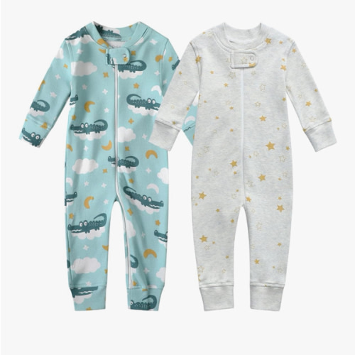 Owlivia Organic Cotton Baby Boy Girl Zip up Sleep 'N Play Pjs, Footless, Long Sleeve