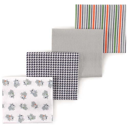 Little Treasure Luvable Friends Flannel Receiving Blankets 4pk, Playful Dog