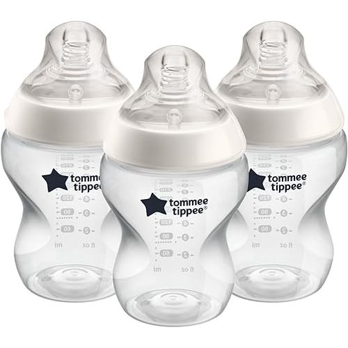 Tommee Tippee Closer to Nature Baby Bottles, Breast-Like Nipples with Anti-Colic Valve, 9oz, 3 Count