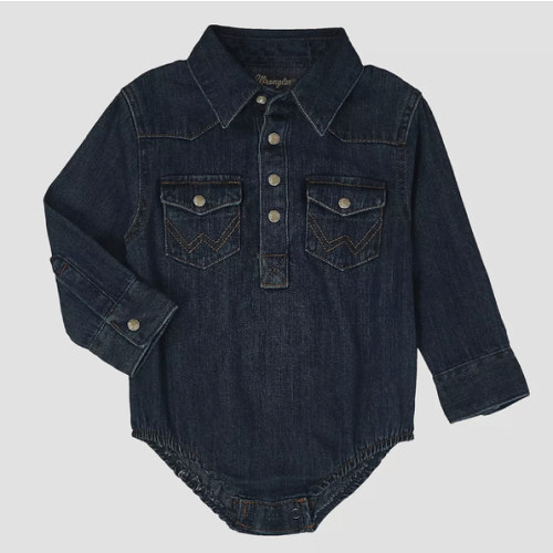 Long Sleeve Western Snap Denim Bodysuit 12M | COLLECTIONS | Wrangler®