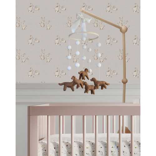 Vizla Golden Red Retriever Baby Mobile: Handmade Felt Copper Puppy Nursery Decor