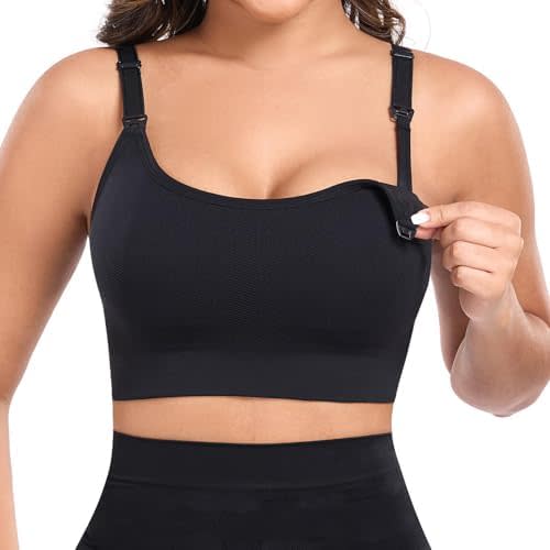 Angelhood Women's Wirefree Minimizer Nursing Sports Bra - Full Coverage Unpadded Large Bust Light Support
