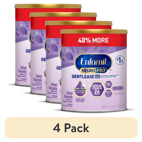 (4 pack) Enfamil NeuroPro Gentlease Powder Baby Formula, For Premium Digestive Support, 27.4 oz Can