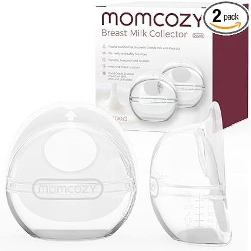 Momcozy Breast Milk Collector, Milk Collectors for Breastfeeding, Reusable Breast Milk Shells, Silicone Catcher with More Fit & Soft (3oz/90ml, 2 Counts)
