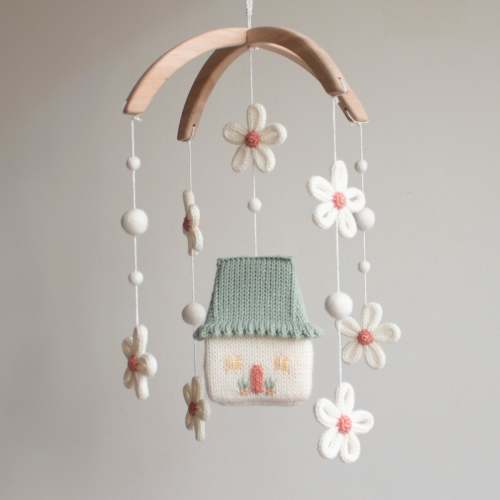 Daisy Cottage Baby Mobile –Sage Green & Blush Pink Nursery Decor