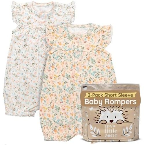 2-Pack Short Sleeve Baby Girl Rompers