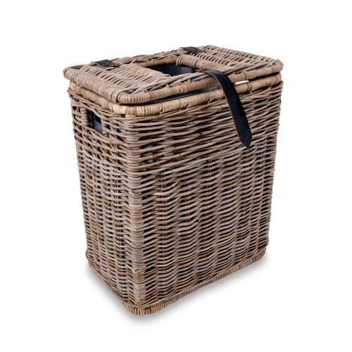 Drop-In Rectangular Kubu Wicker Trash Basket with Metal Liner