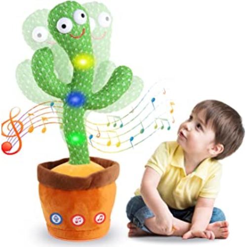 Kids Adjust Volume Dancing Talking Cactus Toys for Baby Boys and Girls, Singing Record Repeating What You Say Sunny Cactus Electronic Light Up Plush Toy with 120 English Songs for Home Decor