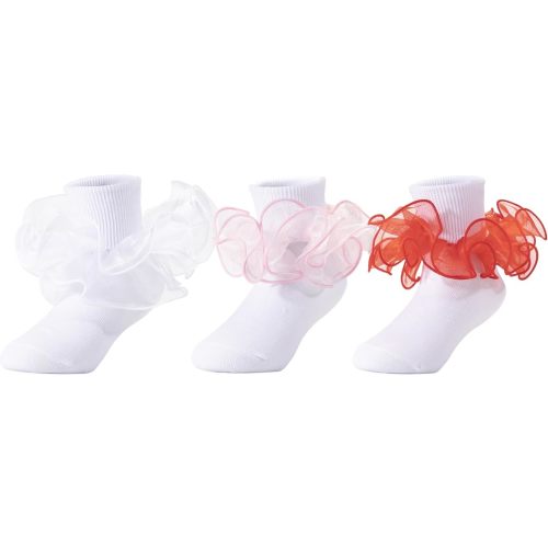 Dicry Girls Double Lace Socks Turn Cuff Big Ruffle for Infant Toddler and Kids