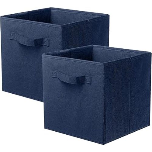 ShellKingdom Storage Bins, Foldable Fabric Storage Cubes And Cloth Organizer Drawer For Closet And Toys, 2 Pack (Dark Blue)