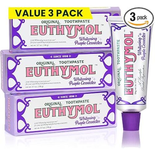 EUTHYMOL Purple Whitening Toothpaste, Instant Tone-up | 3.7 floz*3 (3 Pack)