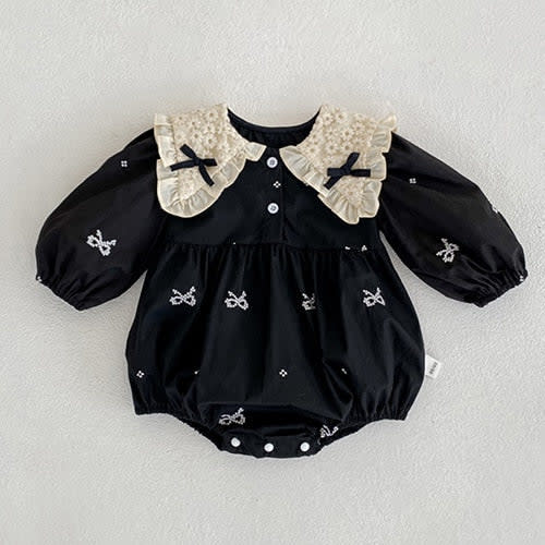 Ribbon Long Sleeve Embroidery Bodysuits Romper – August + Willow