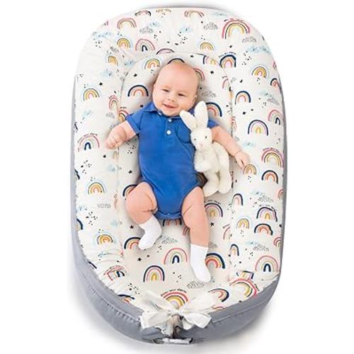 Baby Lounger- Baby Nest for 0-24 Months, Ultra Soft Organic Cotton Breathable & Portable Baby Lounger, Baby Lounger Pillow for Newborn