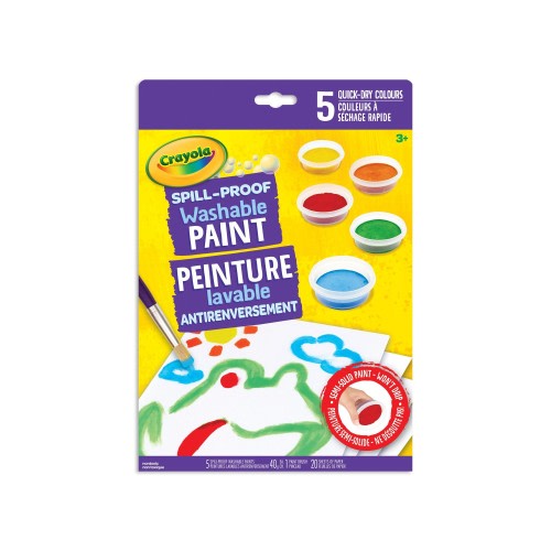 Crayola Spill Proof Washable Paint Kit, Multi-Coloured, 5-pk, for Arts & Crafts