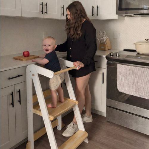 HARPPA Nordi | Foldable Toddler Tower – Compact Montessori-Inspired Standing Tower for Ages 2–6, Wooden Convertible Tower for Kitchen, Bathroom & More