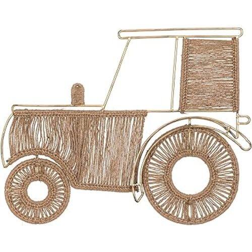 Crane Baby Charlie Farmhouse Tractor Jute Wall Decor, Western Nursery Decor for Boys, 24" x 19", Farm Nursery Art, Rustic Tractor Room Art, Handcrafted Natural Fiber Wall Hanging, Farm Baby Room