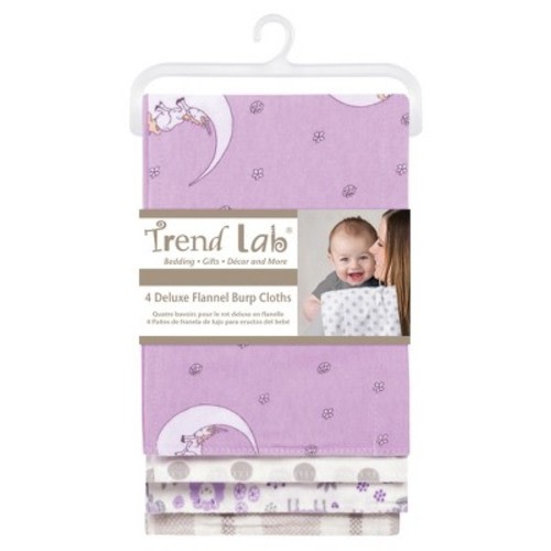 Trend Lab Llamas and Unicorns Flannel Burp Cloth Set - Purple 4pk