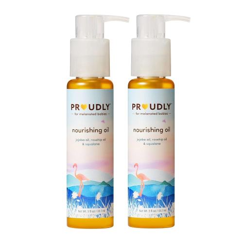 PROUDLY Nourishing Baby & Hair Oil by Gabrielle Union & Dwyane Wade, Baby Oil Gel for Dry, Sensitive Skin & Textured Hair, Black & Brown Babies, Vitamin E, 2-Pack (3 oz each)