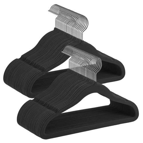 SONGMICS Baby Hangers 50 Pack, Kids Hangers for Closet, Silver 360° Swivel Hooks, Space-Saving Clothes Hangers, Velvet Hangers for Nursery, Non-Slip, Ink Black - Walmart.ca
