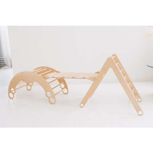 Pikler Triangle Set: Arch, Triangle & Ramp with slide – Woodandroom