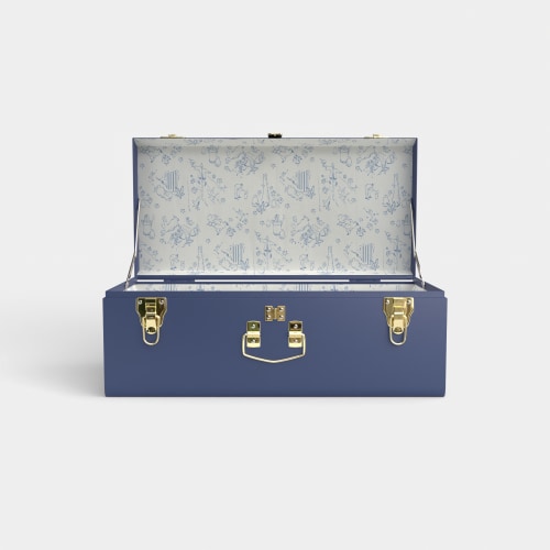 Petite Trunk - Navy - Hide and Seek Cream / Embroidery