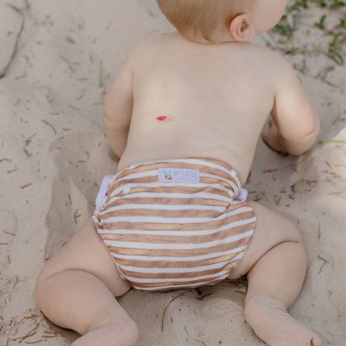 Swimming Nappy - Brown Stripe Medium
