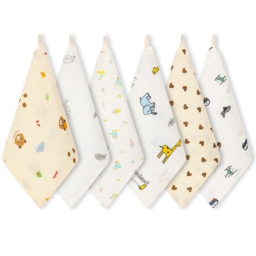 norinori Baby Msulin Washcloths Newborn Face Towel - Baby Muslin Burp Cloths 6Pack Soft Absorbent Natural Cotton Wash Towel 10"X10" Baby Bath Towels Wipes Baby Registry as Shower