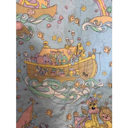 Handmade Vintage Precious Moments Noah’s Ark Baby Quilt Blanket