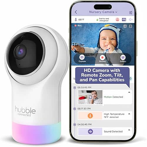 Hubble Connected Nursery Pal Glow Smart Connected, Wi-Fi Enabled Baby Monitor, View from Compatible Smartphone