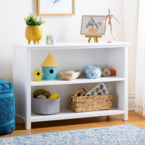 Guidecraft Taiga 2-Shelf Bookcase - Navy: 30" Bookshelf and Storage Unit for Bedrooms or Playrooms, Wooden Shelving for Books, Toys, School Supplies