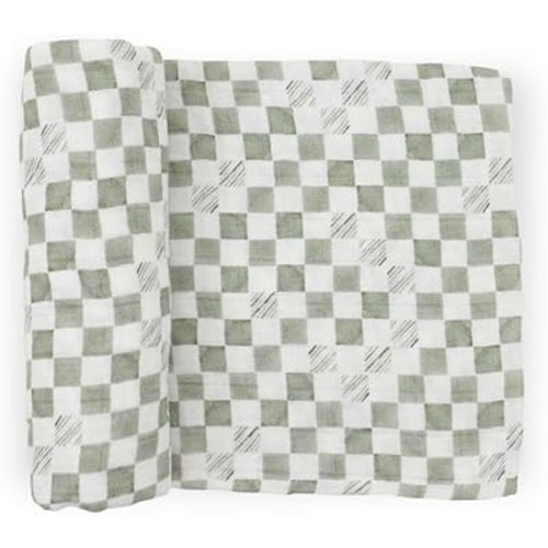Little Unicorn Muslin Swaddle Blanket for Newborns & Infants | Soft & Breathable Fabric | Baby Blanket for Swaddling, Nursing, Shower Gifts (Green Checker)
