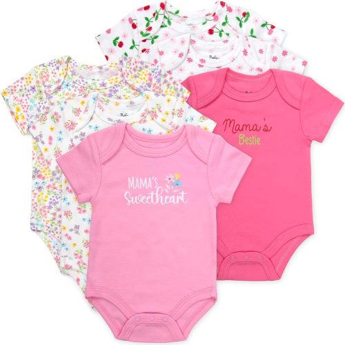 Baby Essentials 6 Pack Bodysuit Set Baby Girls Mama’s Girl & Floral Prints