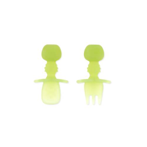 Transparent Green, Food-Safe Silicone Utensils for Babies | Bumkins