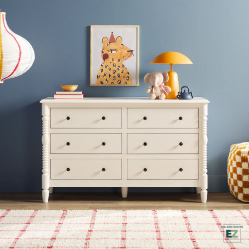 Walker Edison Vivienne Easy Assembly Solid Wood Spindle 6-Drawer Dresser & Reviews | Wayfair