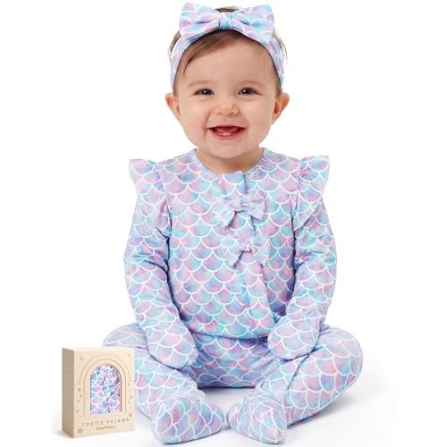 Yoofoss Baby Pajamas Rayon Made From Bamboo Sleepers, Baby Girl Clothes Newborn 0-3 3-6 6-9 Months Footed Pjs, Soft
