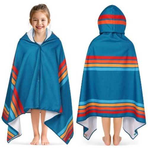SUN CUBE Hooded Towel for Kids, Absorbent Quick Dry Toddler Beach Towel, Swim Surf Wrap for Shower Pool, Boy Girl Age 3-9 (Sunset Blue, Kids (3-9))