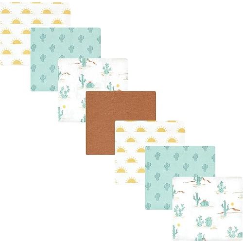 Hudson Baby Unisex Baby Cotton Flannel Receiving Blankets Bundle, Desert Cactus, One Size