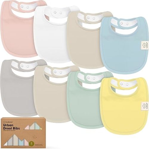 KeaBabies 8-Pack Organic Baby Bibs for Drooling and Teething - Soft Cotton Bibs for Baby Girl, Boy, Extra Absorbent, Easy to Clean & Put On for Toddler, Newborn, Infant 0-24 Months (Dawn)