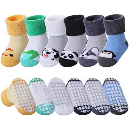 Baby Grips Socks Kids Toddler Girls Boys Non Slip Thermal Socks Cozy Thick Cotton Winter Warm Socks