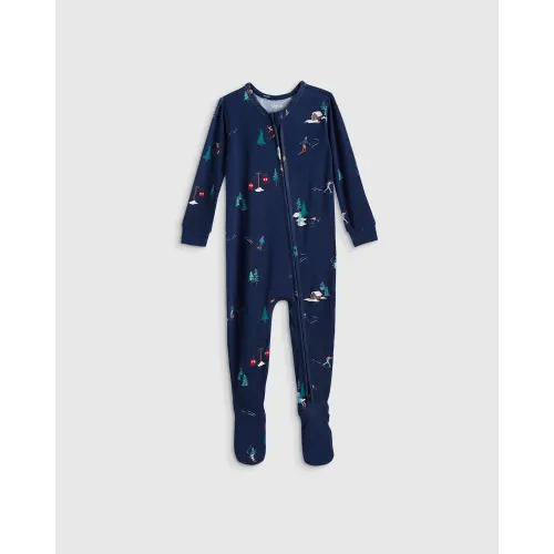 Bamboo Footie Pajama - Baby in Ski Slope