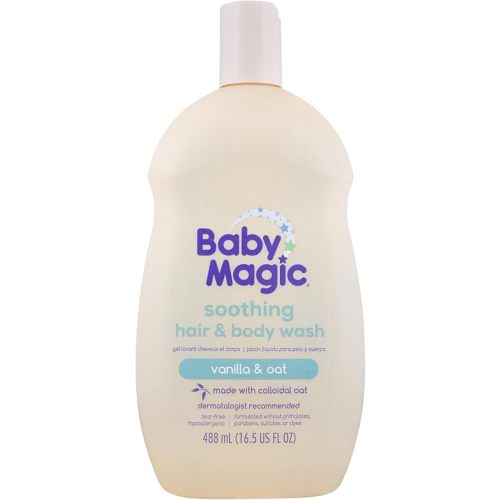 Baby Magic Soothing Hair & Body Wash, Vanilla & Oat, Soothes and Cleanses, Specially Formulated for Baby's Delicate Skin, Tear Free, Hypoallergenic, Dermatologist Recommended, 16.5 Fl Oz