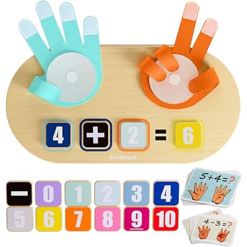 TOP BRIGHT Educational Learning Number Toy for Toddler - Finger Counting Math Toys, Homeschool Supplies for Math Manipulates, Number Counting Blocks for Kids, Montessori Toy for 3 Year Old